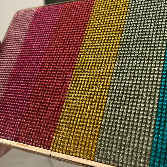 Rainbow Rhinestone Gold Hardshell Clutch - Picture 6 of 6